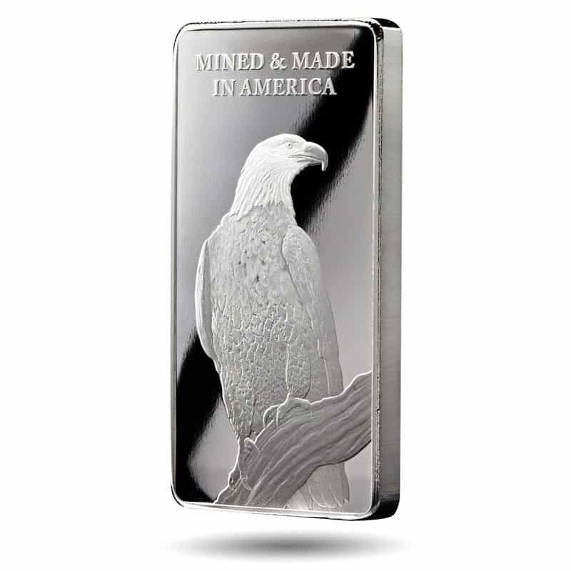 American Reserve 10oz Silver Bar back angled